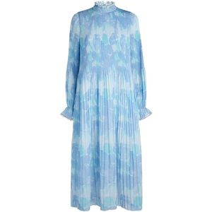 GANNI Ruffled pleated printed georgette midi dress